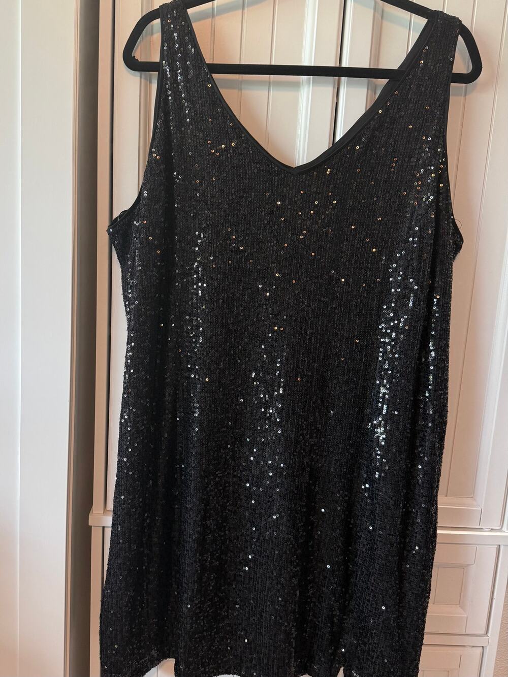 1. State Phoebe sleeveless black sequin above-the-knee cocktail dress 16W EUC